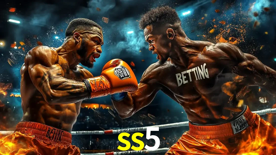Dois boxeadores em uma luta intensa e explosiva, representando a adrenalina e as oportunidades de apostas em esportes de combate disponíveis na plataforma ss5.